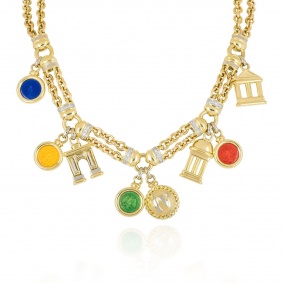 Yellow Gold Diamond & Coin Charm Necklace Yellow Gold Diamond & Coin Charm Necklace